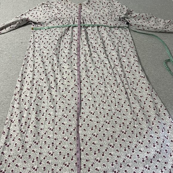 Eileen West Nightgown Womens Large White Purple Floral Cotton Flannel Cottage - Picture 8 of 10